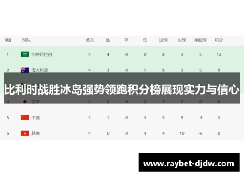 比利时战胜冰岛强势领跑积分榜展现实力与信心